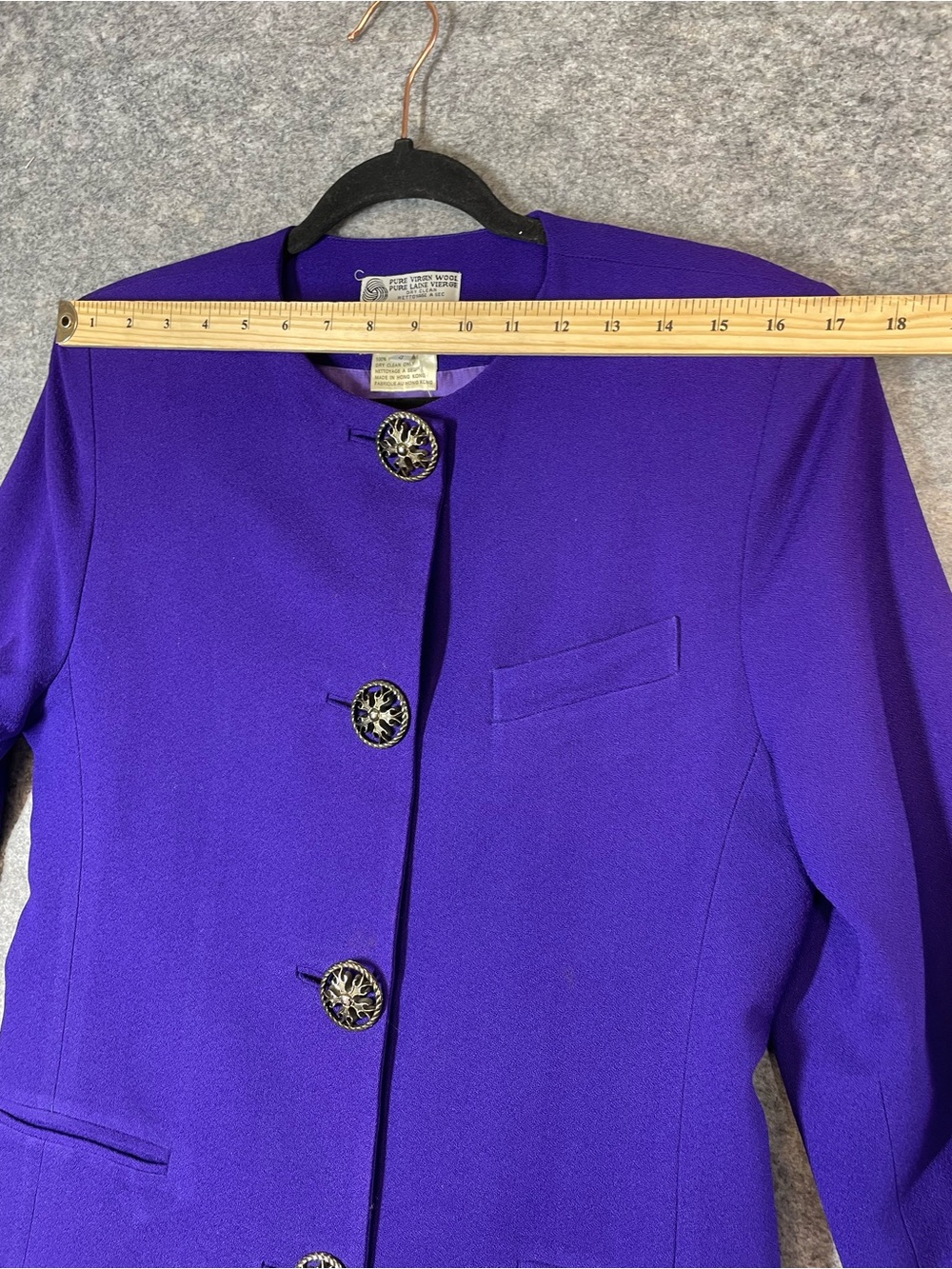 Don Vito Purple Wool Blazer Jacket Vintage Minimalist Career Chic Size 4 Office - Picture 10 of 16